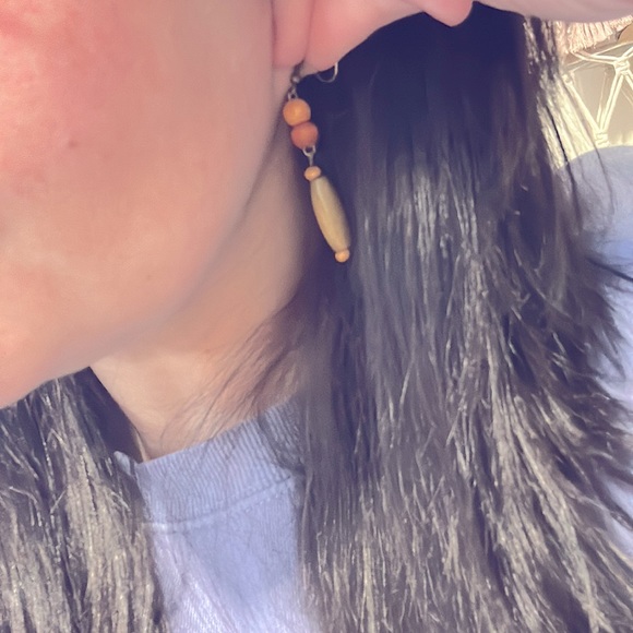 »-»WoOdEn BeAdEd DaNgLes aRtWoRk«-«mOdErM MiNaLmIsT BoHeMiAn BeAdEd JeWeLeRy 2pc - Picture 10 of 15